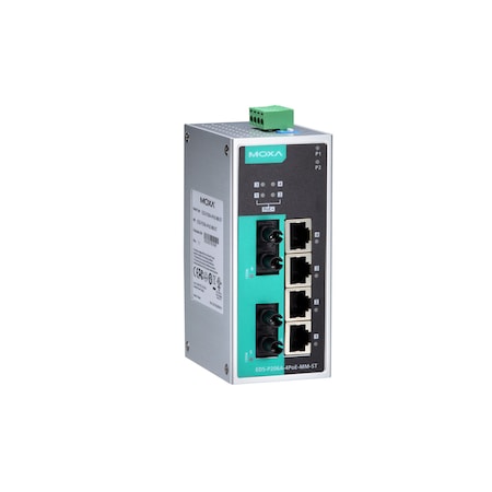 Moxa Unmgd Poe Eth. Swtch W/ 4 Poe 10/100Baset(X)Ports, Eds-P206A-4Poe-Mm-St EDS-P206A-4PoE-MM-ST